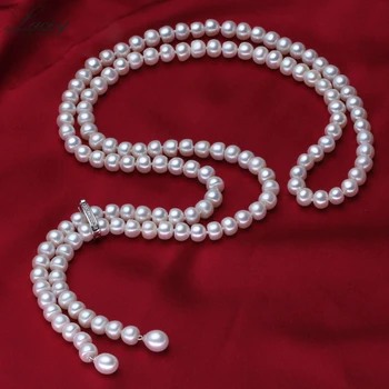 Kulturperler rigtig lang perlekæde ægte ferskvands perle halskæde mode smykker til gave hot salg klud tilbehør