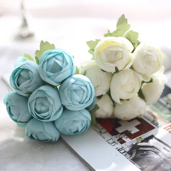 Kunstig silke 1 Bundt Lotus Bridal Bouquet Falske Blomst Arrangere Tabel Daisy Bryllup Buket Hjem Indretning Part tilbehør Flores