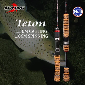 KUYING Teton SUL Super Ultralet 1.56 m Støbning 1.86 m Spinning Bløde Carbon fiskestang Lokke Fisk Sukkerrør Medium Aktion FUJI Dele