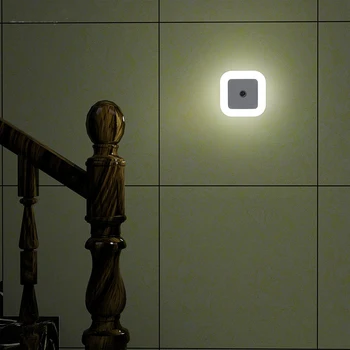 Kvadratisk form Nat Lampe EU/US Stik Smart Sensor Induktion LED Lys 0,5 W automatisk lys Køkken Soveværelse Gangen Bruge DA