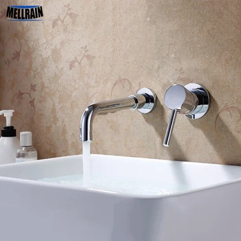 Kvalitet messing vægmonteret håndvaskarmatur høj lys forkromet rund enkelt håndtag badeværelse hane på væggen, vand, mixer