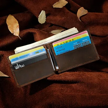 Kvalitet Pung Kvæg Mandlige Ægte læder Mini Wallet Kort Sag Praktisk Lomme Foran Bill Pung For Mænd 273
