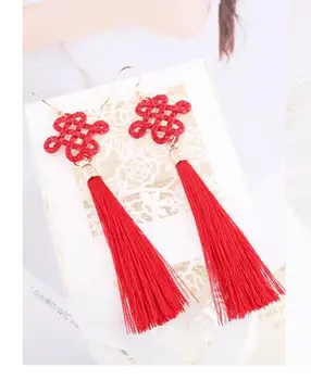 Kvinde Brude pige Retro ædle koreansk rød Øreringe bryllup kjole bryllup bride Øreringe Smykker smykker tilbehør