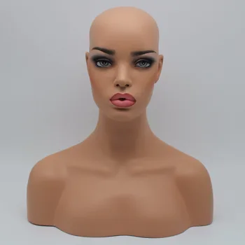 Kvindelige Realistisk Glasfiber Mannequin Hoved Bust Salg For Paryk Smykker Og Hat Skærm