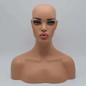 Kvindelige Realistisk Glasfiber Mannequin Hoved Bust Salg For Paryk Smykker Og Hat Skærm