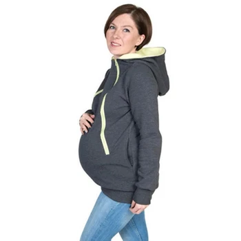 Kvinder Baby Transporterer Hætte Lynlås Trøje Hættetrøjer Kvinder Multifunktion Kænguru Lomme Til Mor Baby Iført Hættetrøje WS3733R