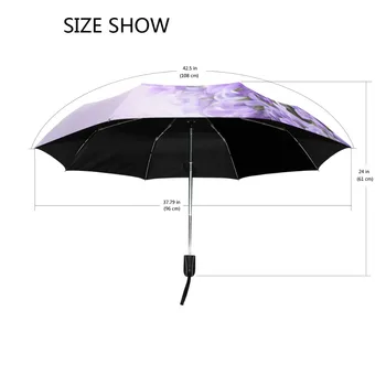 Kvinder Blomst Paraply Anti UV-Beskyttelse Parasol Lilla Damer Rygsæk Fuld Automatisk Paraply Polyester, Vandtæt