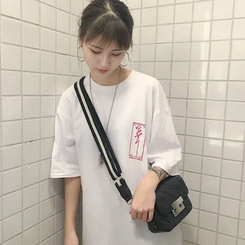 Kvinder Casual Japansk Harajuku T-shirt Geisha Trykt Mode Punk Mørke Løs Baggy Stave Charme Elskende Par Tees Sommer