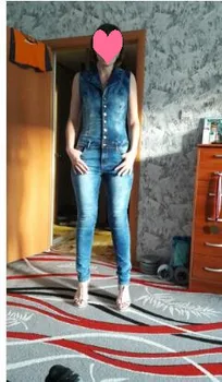 Kvinder catsuit Jumpsuits jeans, Bukser, lange bukser Damer sexede jeans, lange sexy ærmer og dyb V krave blå slanke stil.JN52