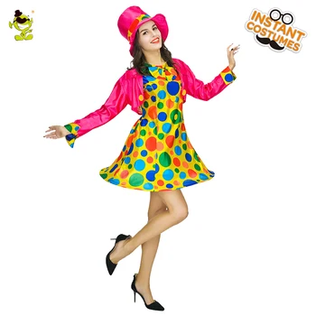 Kvinder Farverig Klovn Kostumer Voksen Sjove Cirkus Girl Cosplay Kostumer, Halloween Maskerade Morsomt Buffon Skønhed Kjole