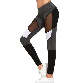 Kvinder Fitness-Leggings Sorte Casual Leggins Træning Bukser Mesh Patchwork Leggings Mesh-Insert-Leggings