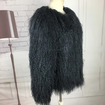 Kvinder fåreskind frakker real fur short jakke pels lam pels genuinesheep pels lam 60 CM