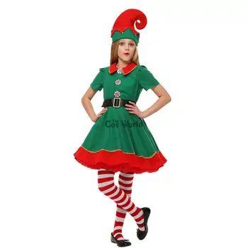 Kvinder Girl børn Børn Jul Kostumer, der Passer Xmas Gav Elf Fancy Kjole 