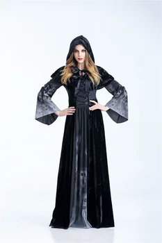 Kvinder Halloween Cosplay Kostume middelalder Renæssance voksen heks Gotiske dronning af vampyr sort Fancy Kjole Piger Outfit