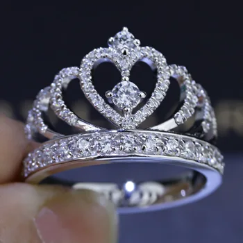 Kvinder Krone ring Håndlavet 1.5 ct AAAAA zircon cz 925 Sterling sølv Engagement Bryllup Band Ring for kvinder Gave