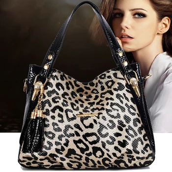 Kvinder læder håndtasker, mode og sort leopard taske luksus dametasker, håndtasker kvindelige kendte mærker sac kvinder messenger tasker