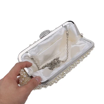 Kvinder messenger beaded kvinder vintage aften tasker imiteret perle shell kvinder bag skuldertasker,diamanter clutch taske til bryllup