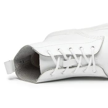 Kvinder mode ægte læder ankel støvler vinter hvide sko er for kvinder, platform botas sapatos størrelse 35-44 9926w