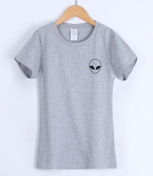 Kvinder ' s T-shirt Fremmede Lomme Print Bomuld Sjove Casual Hipster-Shirt Dame-2018 Sommeren Nye T-shirts Til Kvinder bedste Kvindelige Tees