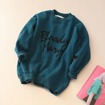 Kvinder Sweatshirt Fleece Foret Broderi Oversize Sweatshirts Termisk Bunke Foret
