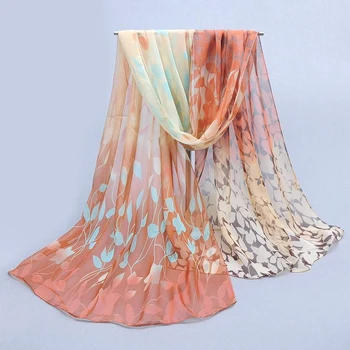 Kvinder tørklæde mode pashmina 2018 nye design lange sjal cape silke chiffon forfanget lyddæmper echarpes Tørklæder