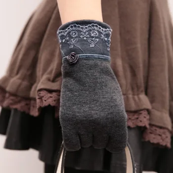 Kvinder uld blonder handsker Touch Screen Vanter fåreuld Vinter gants diskussion handske gratis fragt 5colors
