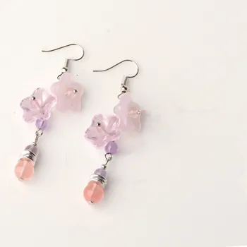 Kvinder øreringe pink blomster vedhæng søde romantiske smykker tilbehør personlighed pige dråbe øreringe fødselsdag gifte gave D136