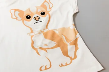 Kvinders Chihuahua Hund Print Sæt 2 Stykker Pyjamas Passer Afgrøde Top + Shorts Elastisk Løse Toppe Plus Size Elastisk Talje S76902J