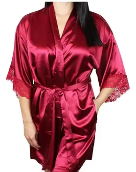 Kvinders efteråret stil sexy lace badekåber høj kvalitet i ægte silke kjole nattøj nattøj fristelsen hjem bære kvindelige robe badjas