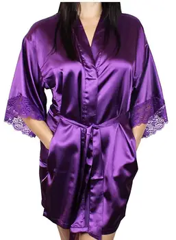 Kvinders efteråret stil sexy lace badekåber høj kvalitet i ægte silke kjole nattøj nattøj fristelsen hjem bære kvindelige robe badjas