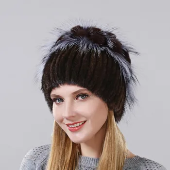 Kvinders Real Mink Fur hat Til Vinter Naturlige Kæmpe Stykke Kanin Pels, Rex Fox Fur Hat Kvindelige Pels Hat 2017 Nye Mode Varm Hætte