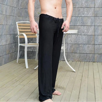 KWAN.Z pyjamas til mænd sexet uafgjort leggings komfortable hjem nattøj fritid brede fødder pyjamas mandlige sove bunden roupas