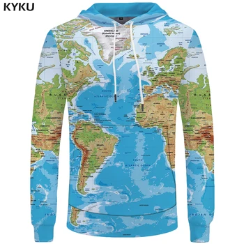 KYKU Mærke Verden Kort Sweatshirts Jorden Sweat shirt Sjove 3d-hoodies for Herre Tøj Mænd Cool Anime-Hoody Mand