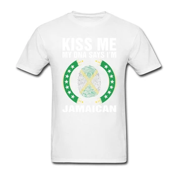 Kys Mig, Min DNA, der Siger, at jeg Er Jamaicanske T-Shirt Fingeraftryk Flag Mænd Team Tees Nye Voksne, der Kommer Tøj Fyre Tee Shirt Jamaica