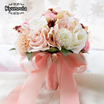 Kyunovia Silke Bryllup Bryllup Buket Blomster Minde Buket Brudebuket Coral Rose og lyserøde hortensia Bryllup Buket FE36