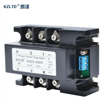 KZLTD Tre Fase Voltage Regulator Module 200A 4-20MA 0-5V til 380V AC Tre Fase Solid State Relæ, SSR-200A Magt Regulator