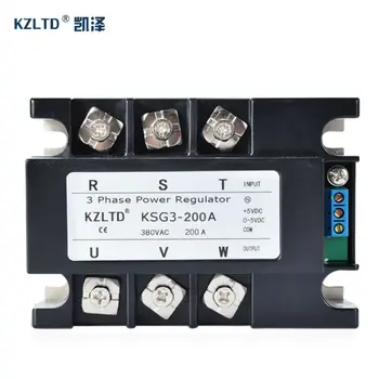 KZLTD Tre Fase Voltage Regulator Module 200A 4-20MA 0-5V til 380V AC Tre Fase Solid State Relæ, SSR-200A Magt Regulator