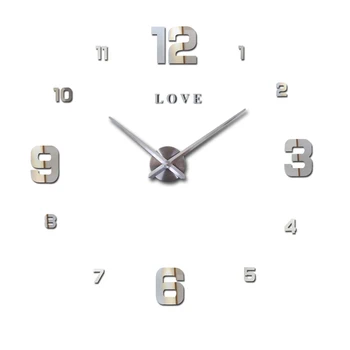 Kærlighed Breve arabisk Digital Wall Clock Akryl+EVR+Metal Spejl Stor Personlig Kvarts DIY Ur Hjem Indretning