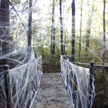 Køb 3 poser få 1 gratis Halloween Strechable Spider Web-40g med Edderkopper Hvide Stropper til Halloween Dekorationer