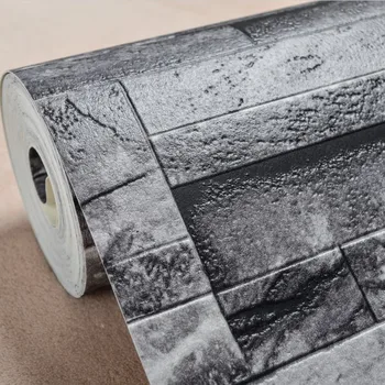 Køkken 3D-Effekt Præget Mursten Sten Tapet Vinyl Natur Brun Grå Mur papirrulle Til Soveværelse, der Dækker Vægge