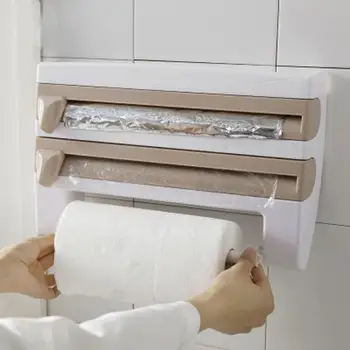Køkken Arrangør Husholdningsfilm Sauce Flaske Storage Rack Tin Folie Papir Håndklædeholder Køkken Hylde Plast Wrap Skæring