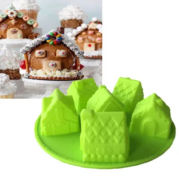 Køkken DIY-Kreative 3D-1STK Hus Fondant Cake Pan Silikone Formen Sugarcraft bradepande Kage Dekoration B093