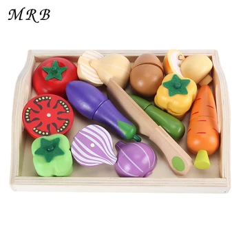Køkken i træ Legetøj Skæring af Frugt, Grøntsager Spille miniature Mad pædagogisk legetøj Gave Børn Kid Pædagogisk Legetøj