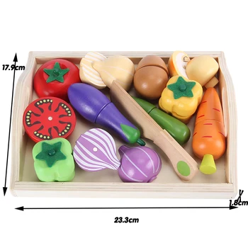 Køkken i træ Legetøj Skæring af Frugt, Grøntsager Spille miniature Mad pædagogisk legetøj Gave Børn Kid Pædagogisk Legetøj
