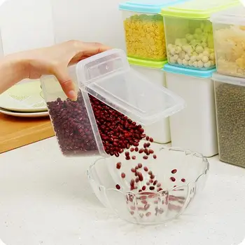 Køkken Tilbehør Clamshell Mad Beholder Af Plast Box, Plast, Korn Tank Til Opbevaring Jar-6 Stykker/Lot 4 Størrelser