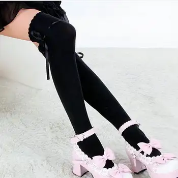 Laciness bue hvid cosplay over knæet løbet kvinder tockings thigh high strømper til kvinder bomuld sokker,drop shipping