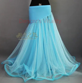 Lady belly dance performance tøj mesh lang nederdel mavedans nederdel ballroom dance tøj kjole