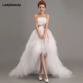Ladybeauty 2017 Lav pris bruden royal princess wedding dress kort tog formelle kjole kort design bryllup vokser