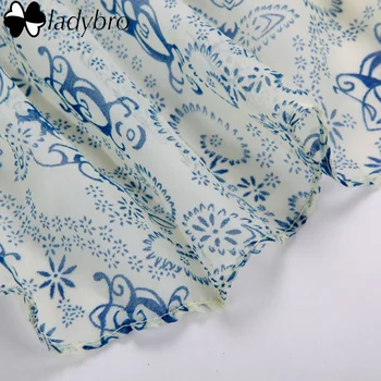 Ladybro 160*70cm Foråret Efteråret Høj kvalitet Chiffon Tørklæde Til Kvinder Blå og Hvid Porcelæn Stil Tynd Silke Tørklæde Kvindelige Sjal