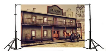 Laeacco Gamle AMERIKANSKE Western Cowboy Saloon Scene Fotografering Baggrund Vinyl Brugerdefinerede Fotografering Baggrunde, Rekvisitter Til Foto-Studio